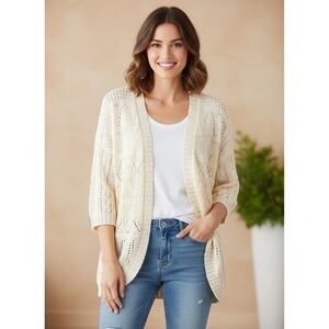 NWOT Pink Rose XS Ivory Knit Cardigan